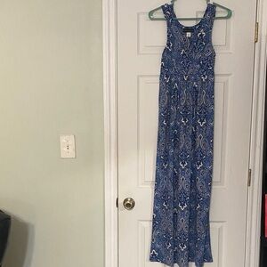 Simply Styled Blue and White Paisley Maxi Dress